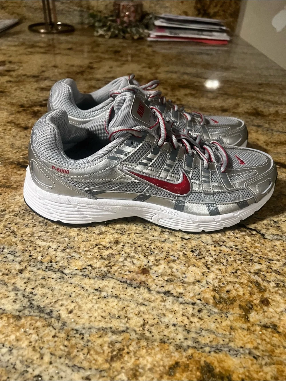 Nike Silver & Red Athletic Sneakers